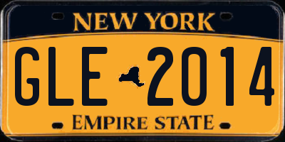 NY license plate GLE2014