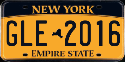 NY license plate GLE2016