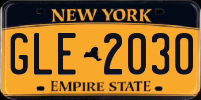 NY license plate GLE2030