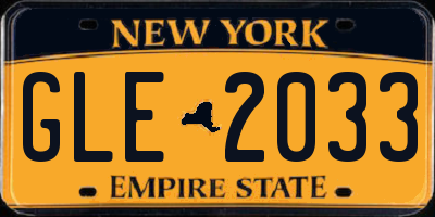 NY license plate GLE2033