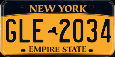 NY license plate GLE2034