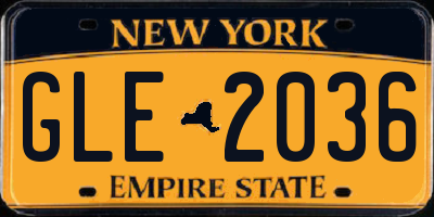 NY license plate GLE2036