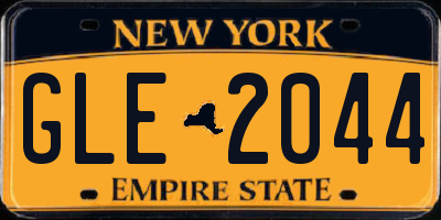 NY license plate GLE2044