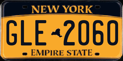 NY license plate GLE2060