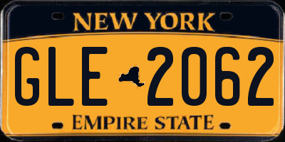 NY license plate GLE2062