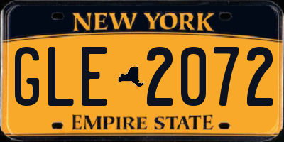 NY license plate GLE2072