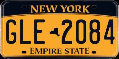 NY license plate GLE2084