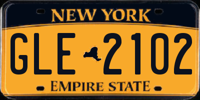 NY license plate GLE2102