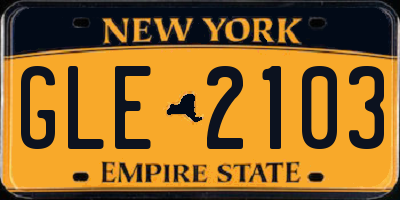 NY license plate GLE2103