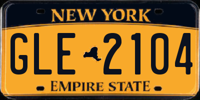 NY license plate GLE2104