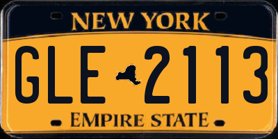 NY license plate GLE2113