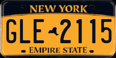 NY license plate GLE2115