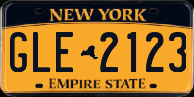 NY license plate GLE2123