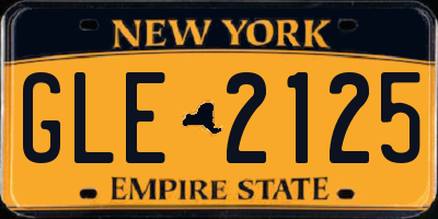 NY license plate GLE2125