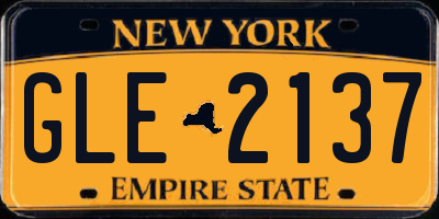 NY license plate GLE2137