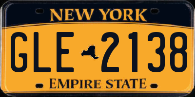 NY license plate GLE2138