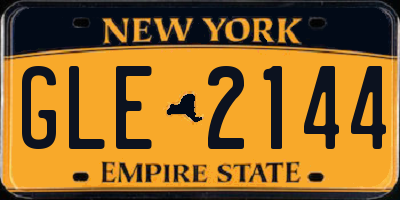 NY license plate GLE2144