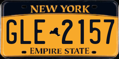 NY license plate GLE2157
