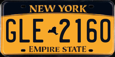 NY license plate GLE2160