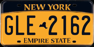 NY license plate GLE2162