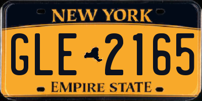 NY license plate GLE2165