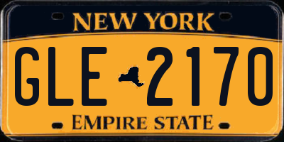 NY license plate GLE2170
