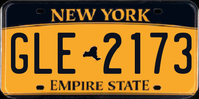 NY license plate GLE2173