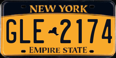 NY license plate GLE2174