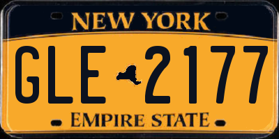 NY license plate GLE2177