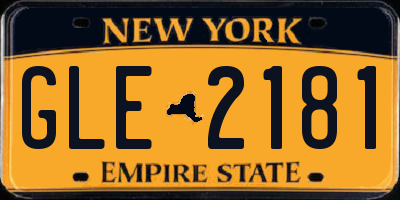 NY license plate GLE2181