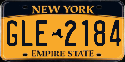 NY license plate GLE2184
