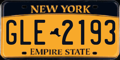 NY license plate GLE2193