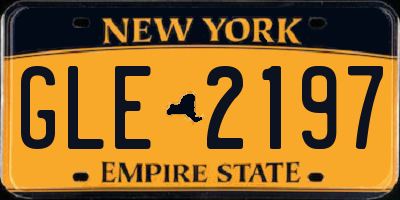 NY license plate GLE2197