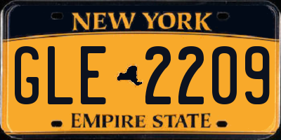 NY license plate GLE2209