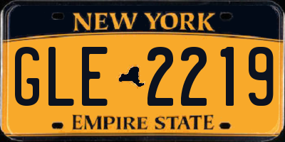 NY license plate GLE2219
