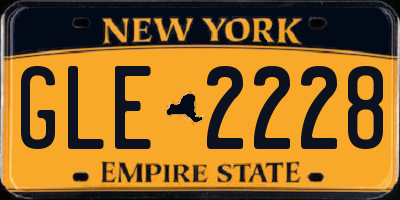 NY license plate GLE2228