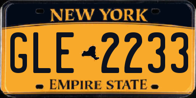 NY license plate GLE2233