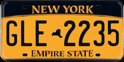 NY license plate GLE2235