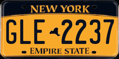 NY license plate GLE2237