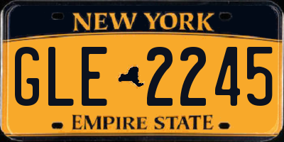 NY license plate GLE2245
