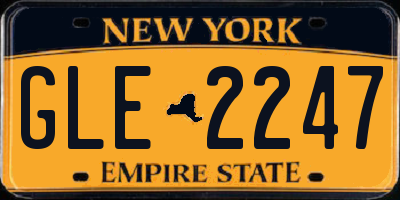 NY license plate GLE2247