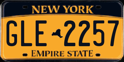 NY license plate GLE2257
