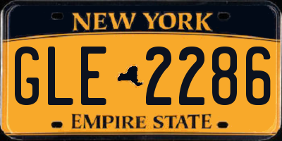 NY license plate GLE2286