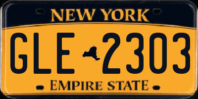 NY license plate GLE2303
