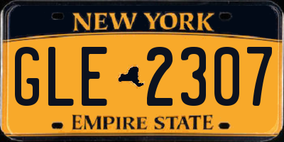 NY license plate GLE2307