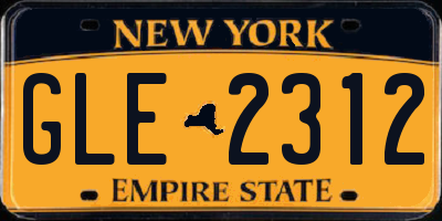 NY license plate GLE2312