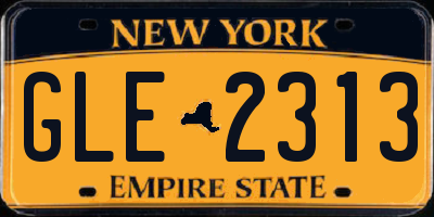 NY license plate GLE2313