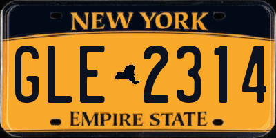 NY license plate GLE2314