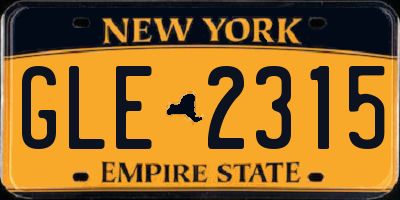 NY license plate GLE2315
