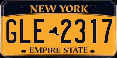 NY license plate GLE2317